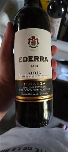 La Rioja Rioja Ederra Crianza - Edición Especial - Selección Tempranillo 2018