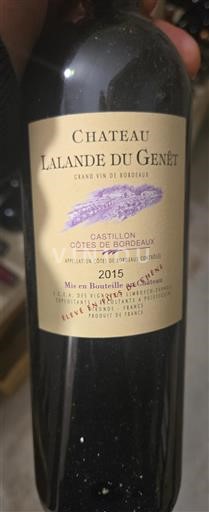 Bordeaux Castillon-côtes-de-bordeaux Château Lalande du Genêt 2015