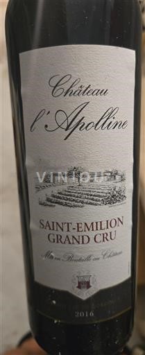 Bordeaux Saint-Émilion Grand Cru Château L'Apolline 2016
