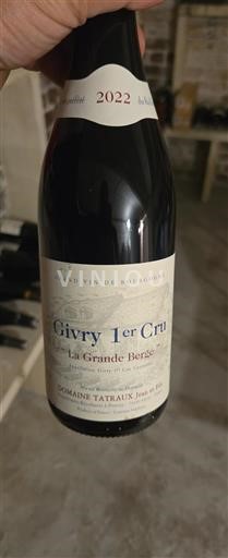 Bourgogne Ikke specificeret Premier Cru Domaine Tatraux Jean et Fils La Grande Bergé 2022