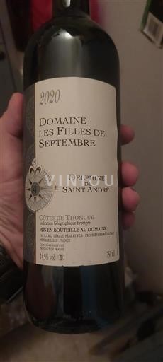 Linguadoca e Rossiglione Côtes de Thongue Domaine Les Filles de Septembre Delphine de Saint André 2020