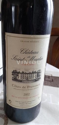 Provence Côtes-de-Provence Cru Classé Château Saint-Martin Grande Réserve 2002