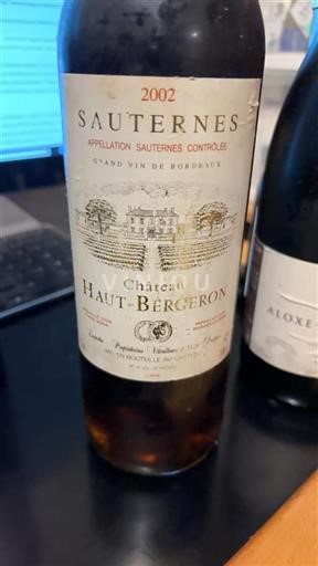 Bordeaux Sauternes Château Haut-Bergeron 2002
