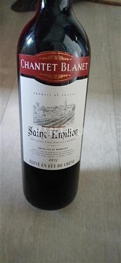 Bordeaux Saint-Émilion Chantet Blanet 2015