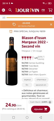 Bordeaux Margaux Blason Issan Second vin 2022