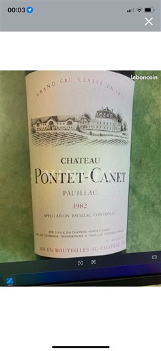 Bordeaux Pauillac Grand Cru Pontet-Canet 1982