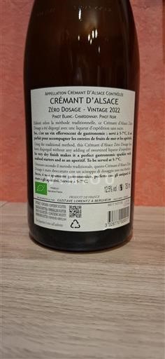 Alsace Crémant-d'alsace Grand Cru Gustave Lorentz Zéro Dosage 2022