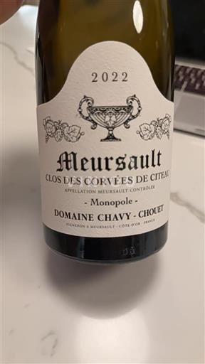 Borgogna Meursault Domaine Chavy-Chouet Clos des Corvées de Citeau 2022
