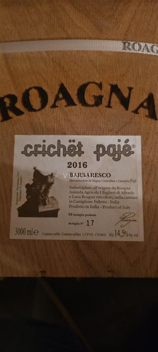 Piemonte Barbaresco Roagna Crichët Pajé 2016