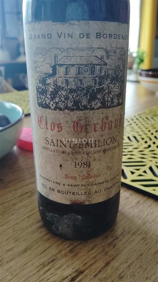 Bordeaux Saint-Émilion Clos Gerbaud 1981
