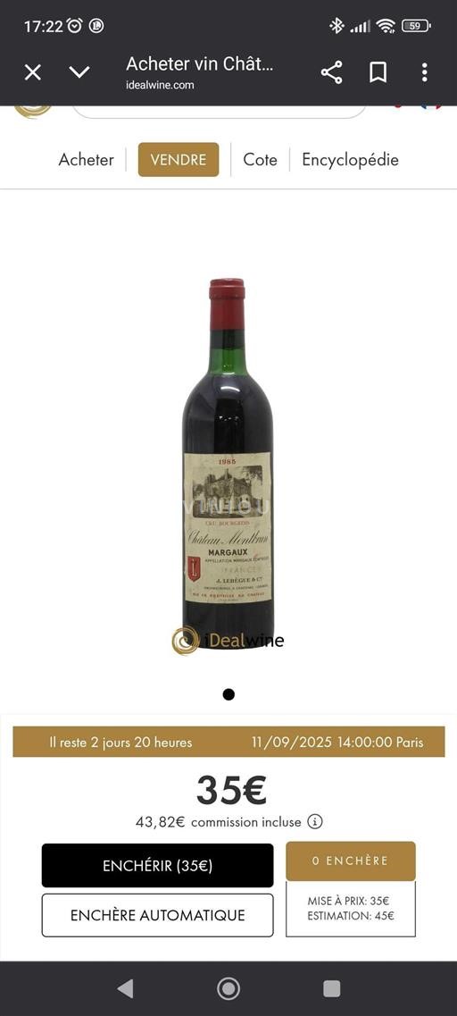 Bordeaux Margaux Cru Bourgeois Château Montbrun 1985