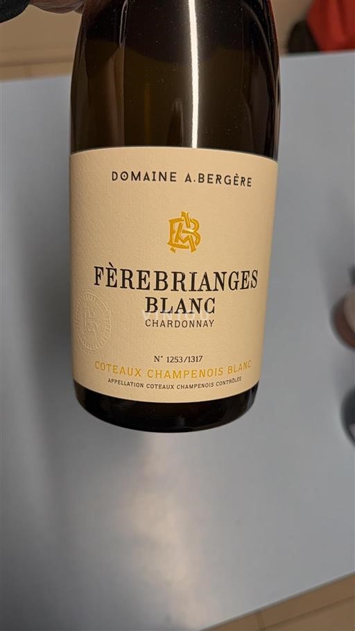 Champagne Coteaux Champenois Domaine A. Bergère Fèrebrianges Blanc 2022