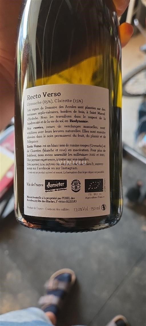 Vallée du Rhône Domaine Des Accoles Recto Verso 2024