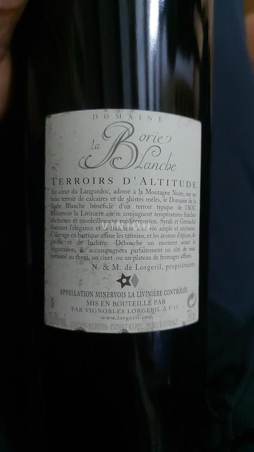 Languedoc Minervois-la-Livinière Domaine La Borie Blanche Terroirs d'Altitude 2004