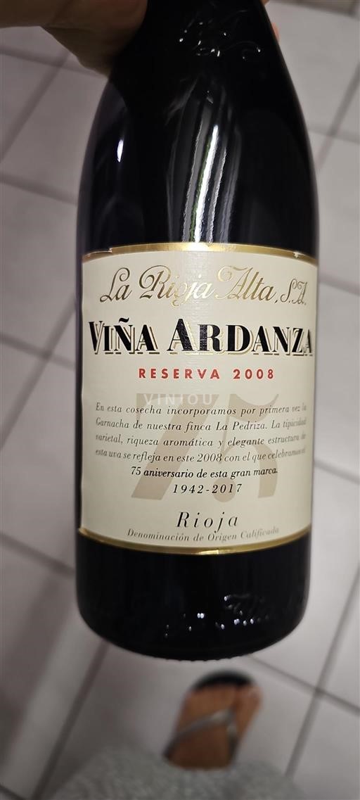 Rioja La Rioja Alta S.A Viña Ardanza Reserva 2008