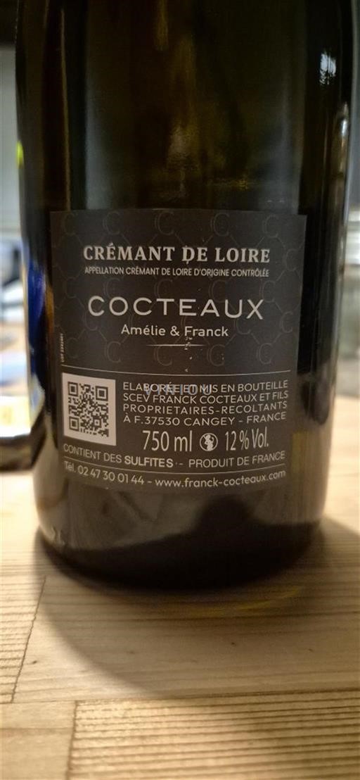 Valle della Loira Crémant-de-Loire Franck Cocteaux et Fils Amélie & Franck 2024