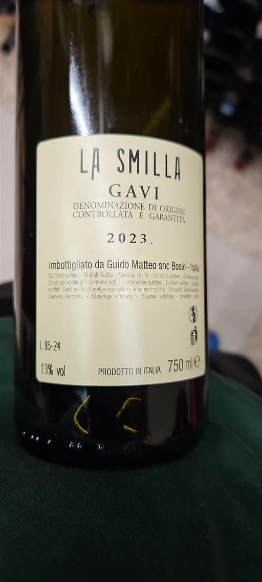 Vin Blanc sec La Smilla 2023 Italie Piémont Gavi DOCG