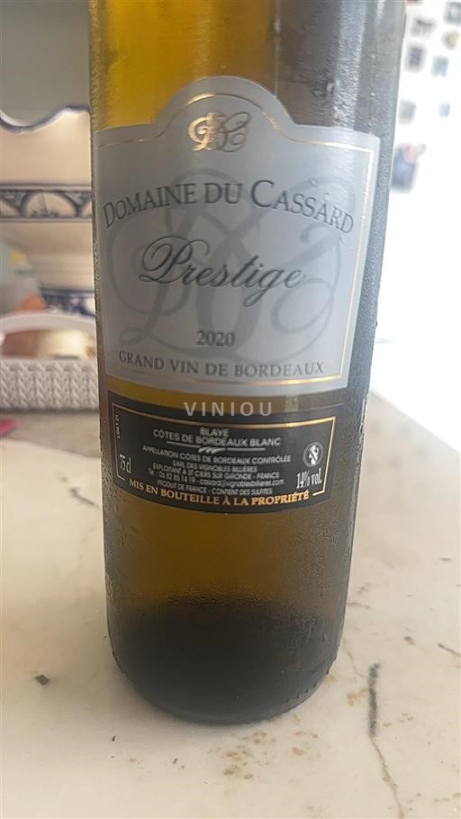 Bordeaux Côtes-de-Bordeaux Domaine Cassard Prestige 2020