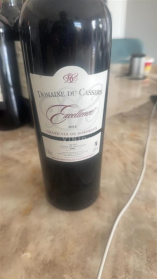 Bordeaux Blaye-côtes-de-bordeaux Domaine Cassard Excellence 2014