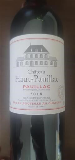 Bordeaux Pauillac Château Haut-Pauillac 2018