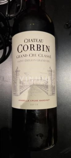 Vin Rouge sec Château Corbin 2019 France Bordeaux Saint-Émilion AOC Grand Cru
