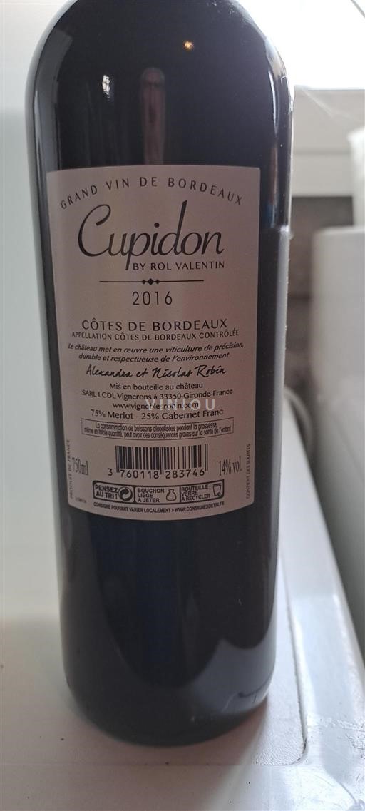 Bordeaux Côtes-de-Bordeaux Cupidon by Rol Valentin 2016