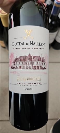 Bordeaux Haut-Médoc Château de Malleret 2016