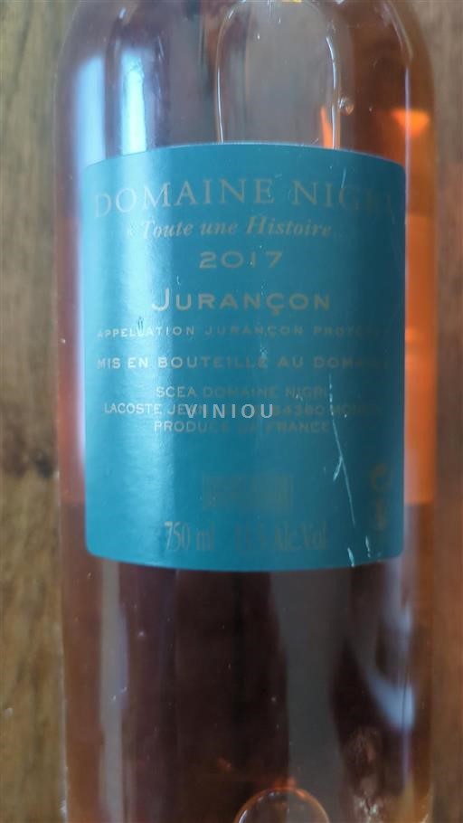 Sud-Ouest Jurançon Domaine Nigri Toute une Histoire 2017