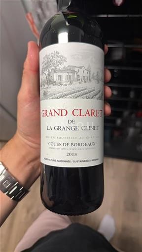 Vin Rouge sec Grand Claret La Grange Clinet 2018 France Bordeaux Côtes-de-Bordeaux AOC