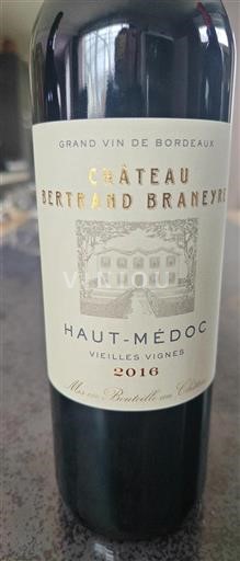 Bordeaux Haut-Médoc Château Bertrand Braneyre Vieilles Vignes 2016