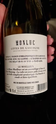 Jihozápad Côtes de Gascogne Monluc Le Moelleux Neročník