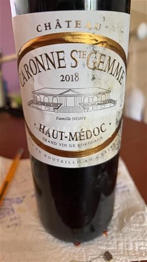 Bordeaux Haut-Médoc Château CAronne Ste Gemme 2018