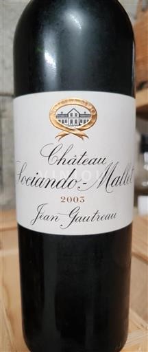 Bordeaux Haut-Médoc Château Sociando-Mallet Jean Gautreau 2003