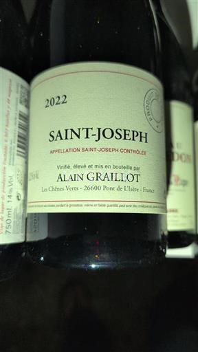 Vin Rouge sec Alain Graillot 2022 France Vallée du Rhône Saint-Joseph