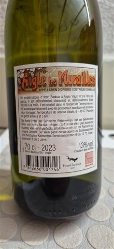 Vaud Chablais DOP Henri Badoux Aigle les Murailles 2023