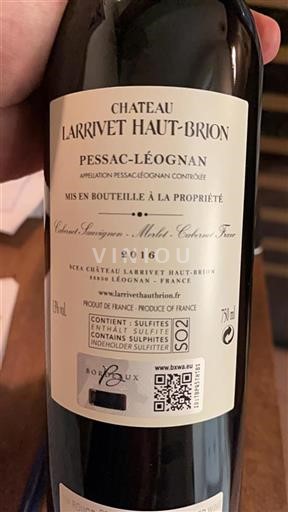 Bordeaux Pessac-Léognan Larrivet Haut-Brion 2016