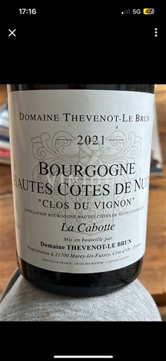 Bourgondië Niet gespecificeerd Domaine Thevenot-Le Brun La Cabotte 2021