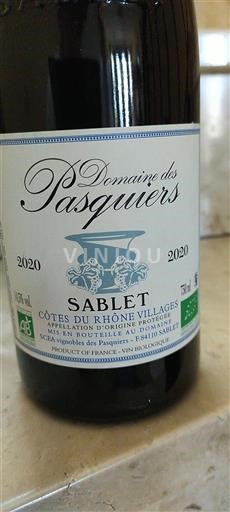Rhônevallei Côtes-du-rhône-villages Domaine des Pasquiers Sablet 2020