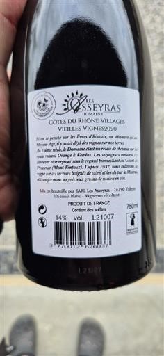 Vale do Ródano Côtes-do-ródano-villages Domaine Les Asseyras Vieilles vignes 2020
