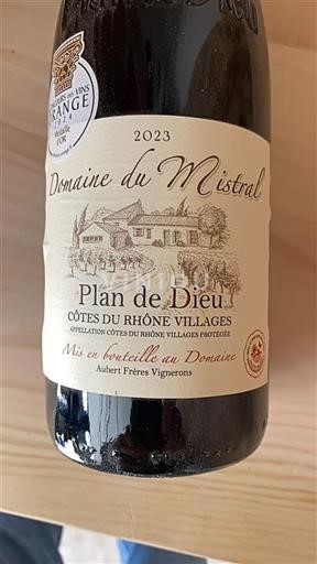 Rhônen laakso Côtes-du-rhône-villages Domaine du Mistral Plan de Dieu 2023