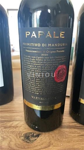 Apulien Primitivo di Manduria Varvaglione Papale 2020