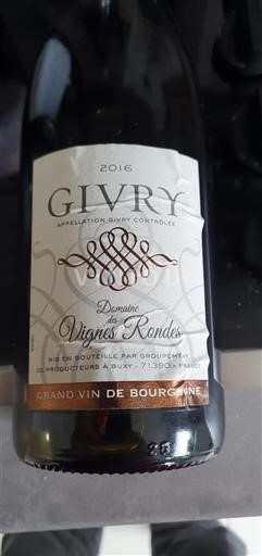 Bourgondië Givry Domaine des Vignes Rondes 2016