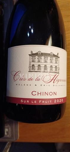 Vallée de la Loire Chinon Clos de la Hégronnière Sur le Fruit 2020