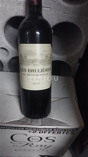 Vin Rouge sec Les Brulières Beychevelle 2015 France Bordeaux Haut-Médoc