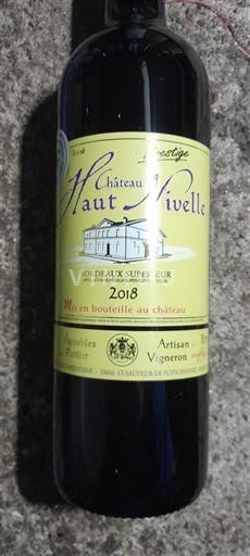 Vin Rouge sec Prestige Château Haut Nivelle 2018 France Bordeaux Bordeaux supérieur