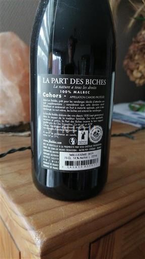 Vin Rouge sec La Part des Biches Château Triguedina 2019 France Sud-Ouest Cahors