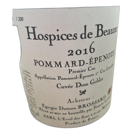 Bourgondië Pommard Hospices de Beaune Epenots 1er Cru Dom Goblet 2016