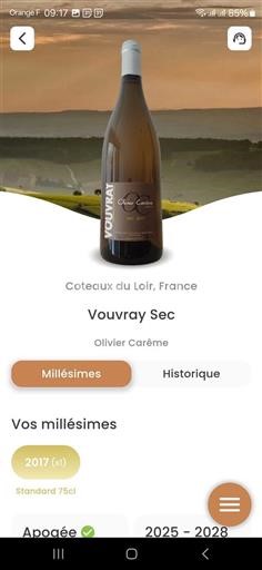 Valle del Loira Vouvray Olivier Carême 2017