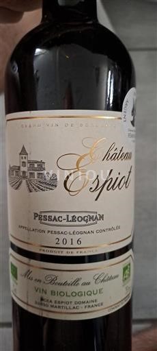 Bordeaux Pessac-Léognan Château Espiot 2016