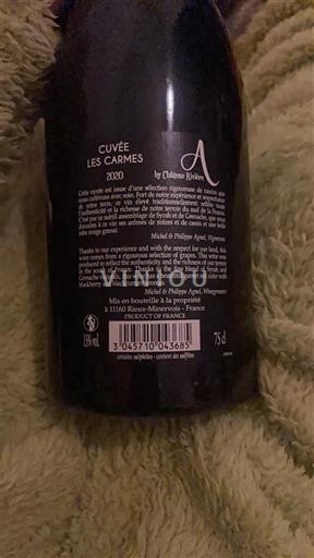 Languedoc Minervois Château Rivière Les Carmes 2020